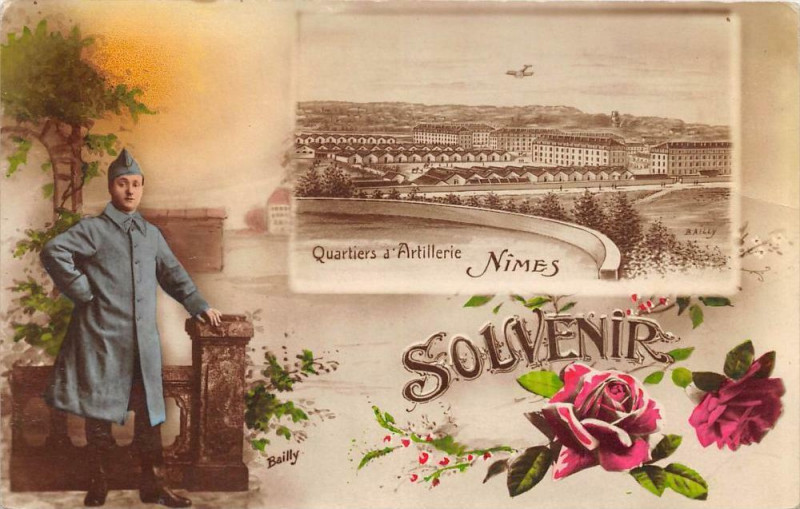 Carte postale ancienne Quartier D'Artillerie De Nimes à Nîmes