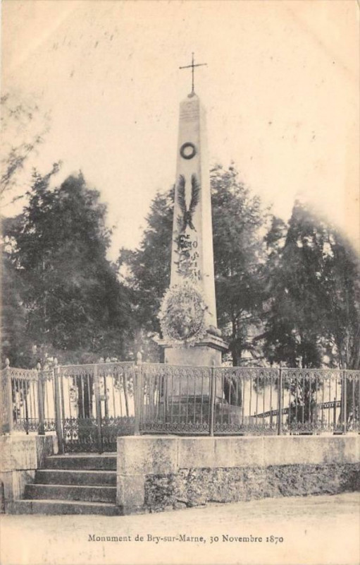 Carte postale ancienne Monument De Bry Sur Marne  (dos non divisé) à Bry-sur-Marne
