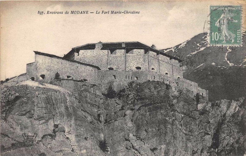 Carte postale ancienne Environs De Modane Le Fort Marie Christine à Modane