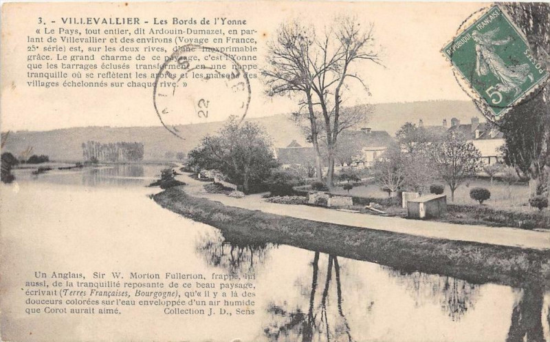 Carte postale ancienne Villevallier Bords De L'Yonne à Villevallier