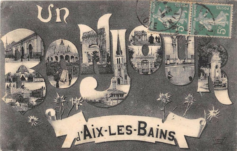 Carte postale ancienne Un Bonjour D'Aix Les Bains à Aix-les-Bains
