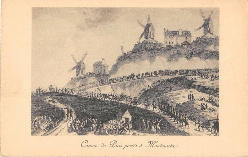 Carte postale ancienne Canons de Paris portés à Montmartre à Paris 18e