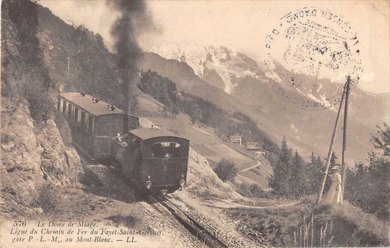 Carte postale ancienne Le Dome De Miage Ligne Du Chemin De Fer (Train