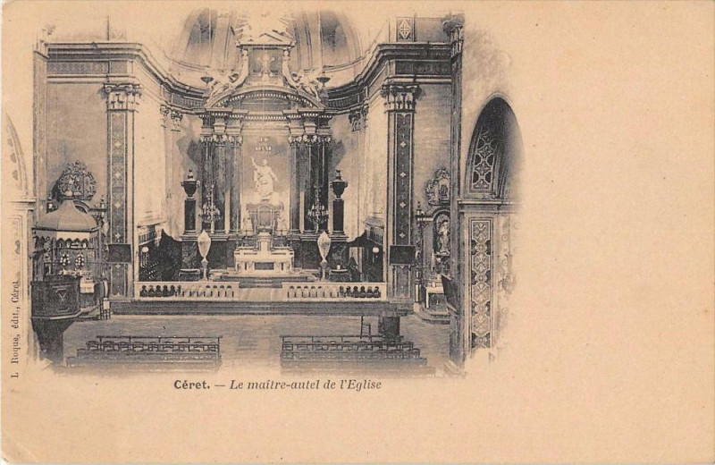 Carte postale ancienne Ceret Le Maitre Autel De L'Eglise (dos non divisé) à Céret