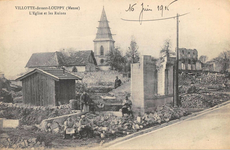Carte postale ancienne Villotte Sur Louppy Eglise Ruines
