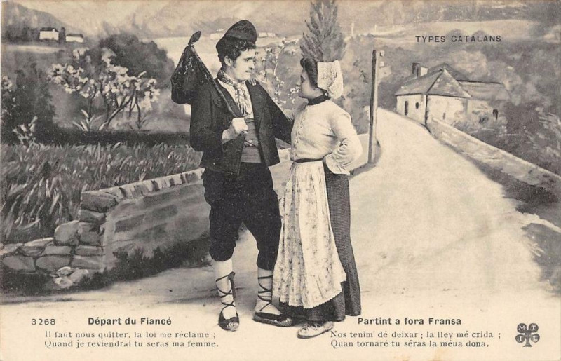 Carte postale ancienne Types Catalans Partint A Fora Fransa
