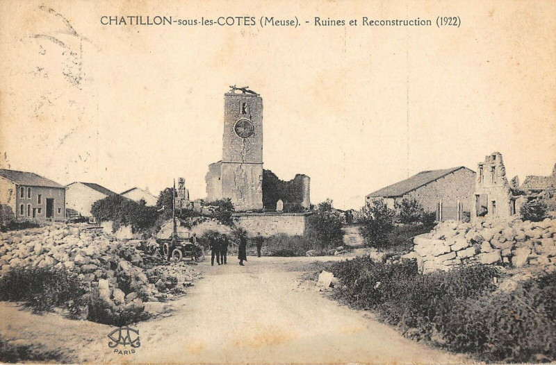 Carte postale ancienne 51 Chatillon Sous Les Cotes Ruines Et Reconstruction