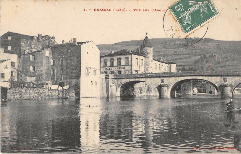Carte postale ancienne Brassac Vue Sur L'Agout à Brassac
