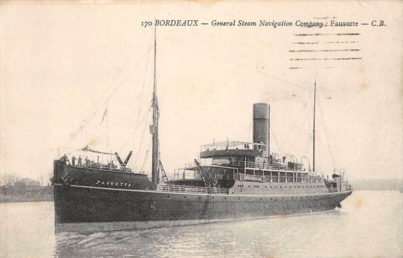 Carte postale ancienne Bordeaux General Steam Navigation Company Fauvette à Bordeaux