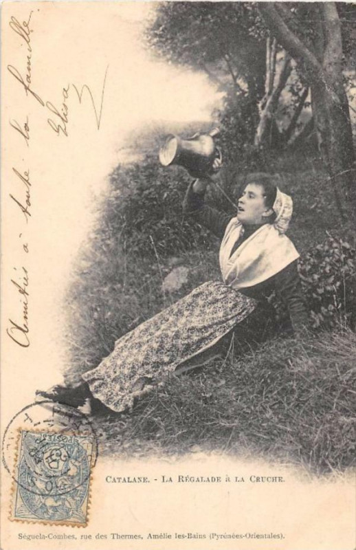 Carte postale ancienne Catalane La Regalade A La Cruche (dos non divisé)
