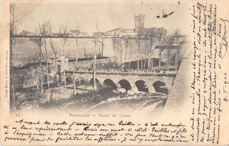 Carte postale ancienne Perpignan Porte De Canet(Dos non divisé) à Perpignan