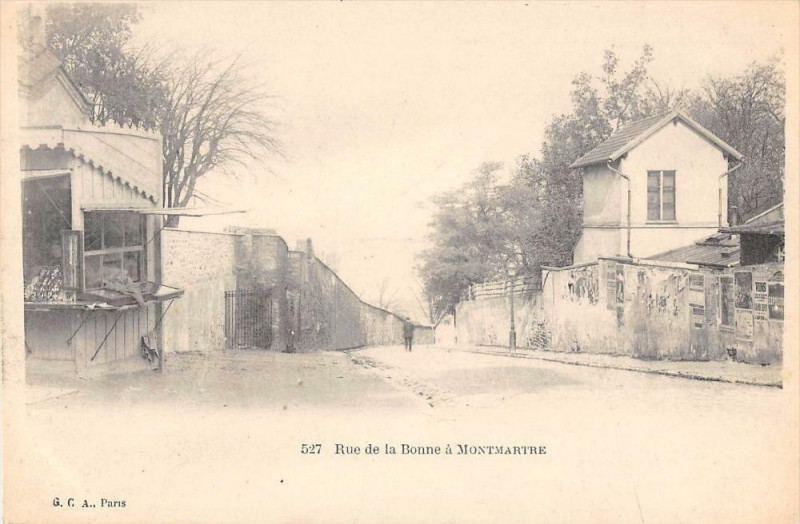 Carte postale ancienne Rue de la Bonne à Montmartre à Paris 18e