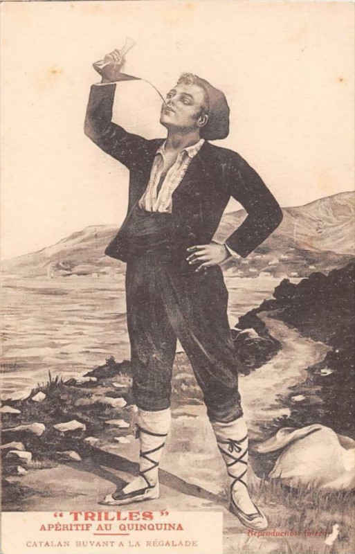 Carte postale ancienne Catalan Buvant A La Regalade