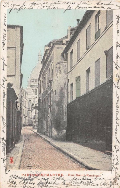 Carte postale ancienne Montmartre - Rue Saint-Rustique à Paris 18e