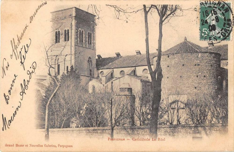 Carte postale ancienne Perpignan Cathedrale La Real (dos non divisé) à Perpignan