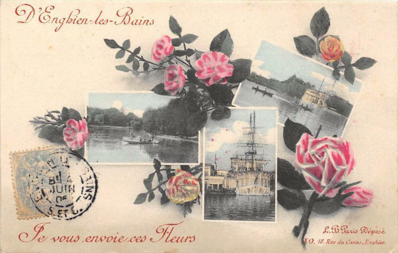 Carte postale ancienne D'Enghien Les Bains Je Vous Envoie Ces Fleurs à Enghien-les-Bains