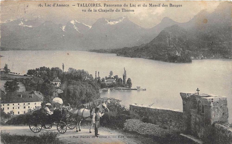 Carte postale ancienne Talloires Panorama Du Lac Attelage
