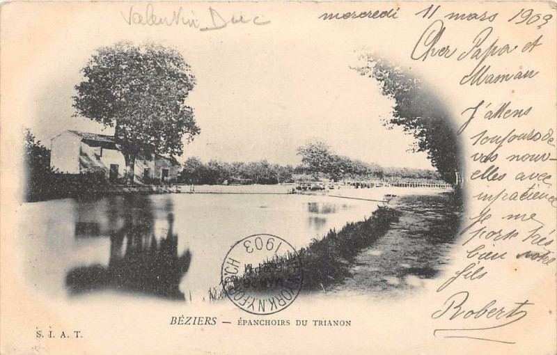 Carte postale ancienne Beziers Epanchoirs Du Trianon (dos non divisé) à Béziers