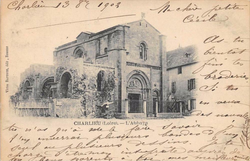 Carte postale ancienne Charlieu Abbaye (dos non divisé) à Charlieu