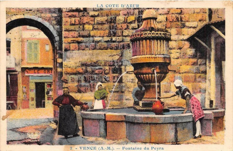 Carte postale ancienne Vence Fontaine Du Peyra à Vence