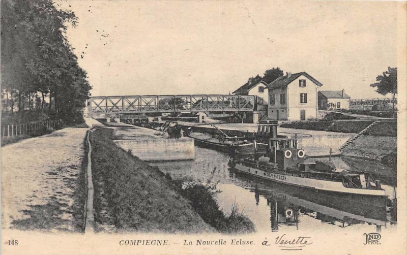 Carte postale ancienne Compiegne La Nouvelle Ecluse à Compiègne