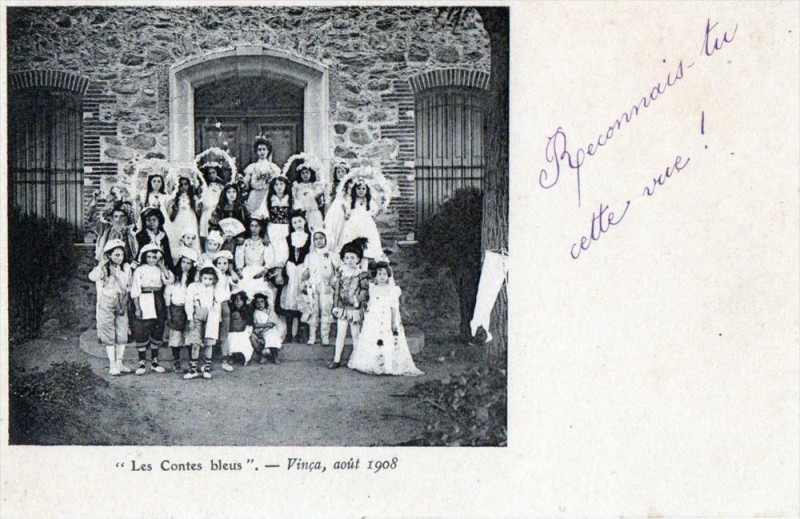 Carte postale ancienne Vinca Les Contes Bleus Aout 1908 (Belle Cpa Gros Plan à Vinça