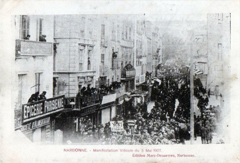 Carte postale ancienne Narbonne Manifestation Viticole Du 5 Mai 1907 (Rare Cliche Autre Cliche T à Narbonne