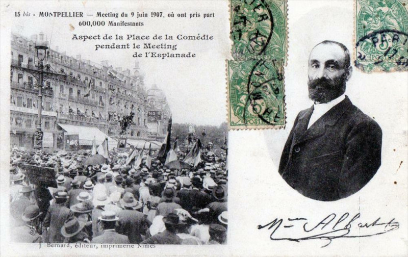Carte postale ancienne Montpellier Meeting 9 Juin 1907 Aspect De La Place De La Comedie Pendant à Montpellier