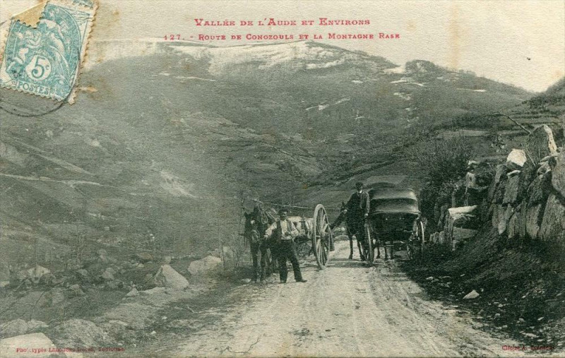 Carte postale ancienne Vallee De L'Aude Et Environs Route De Conozouls Et La Montagne Rase (atte