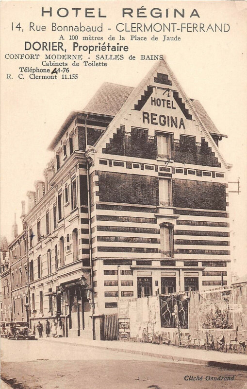 Carte postale ancienne Clermont Ferrand Hotel Regina Dorier Proprietaire à Clermont-Ferrand