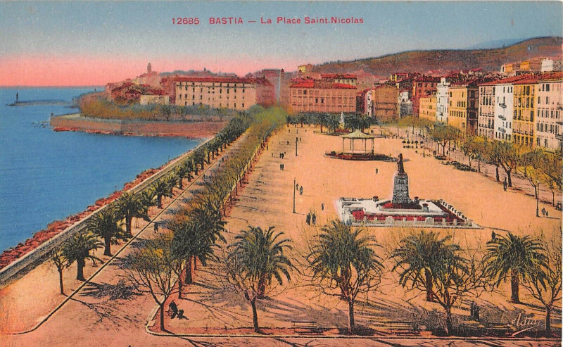 Carte postale ancienne 20 Corse Bastia La Place Saint Nicolas à Bastia