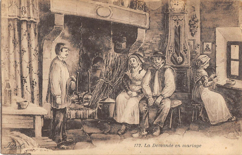 Carte postale ancienne Cpa Illustrateur La Demande En Mariage