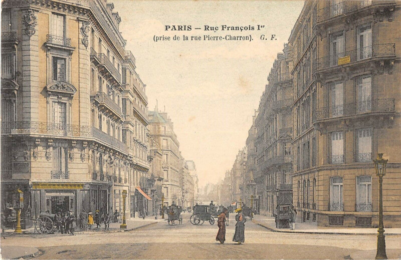 Carte postale ancienne Paris VIIIe Rue Francois 1ER Prise De La Rue Pierre Charron à Paris 8e