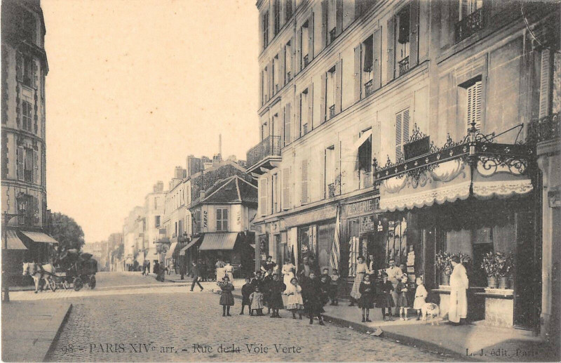 Carte postale ancienne Rue de la Voie Verte à Paris 14e