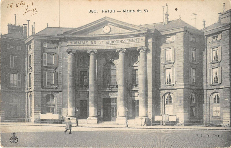 Carte postale ancienne Paris Ve Mairie Du Ve (dos non divisé) à Paris 5e