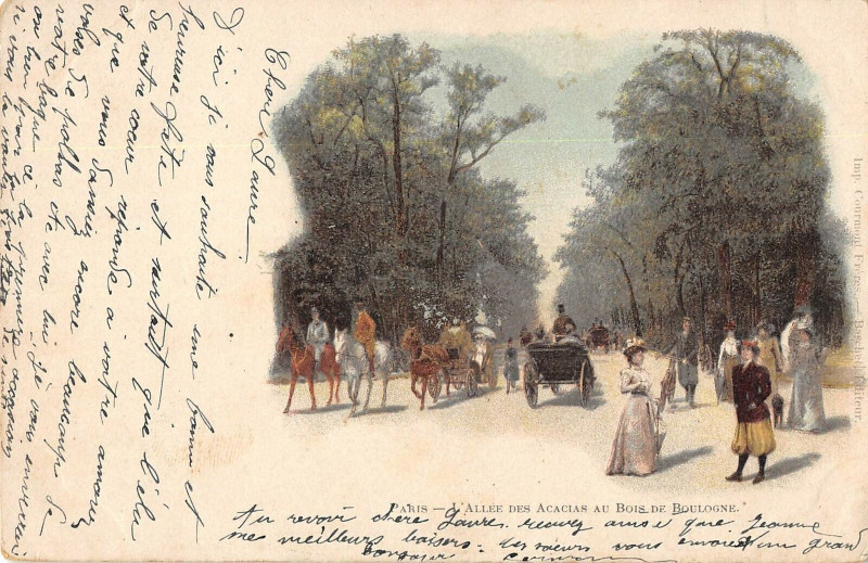 Carte postale ancienne L'Allée des Acacias au Bois de Boulogne à Paris 16e