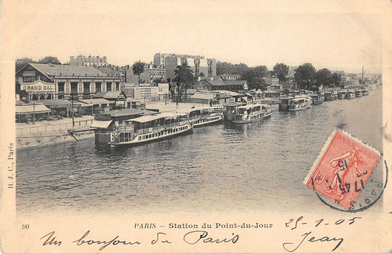 Carte postale ancienne Station du Point du Jour à Paris 15e