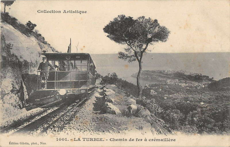 Carte postale ancienne La Turbie Chemin De Fer A Cremaillere (Train à La Turbie