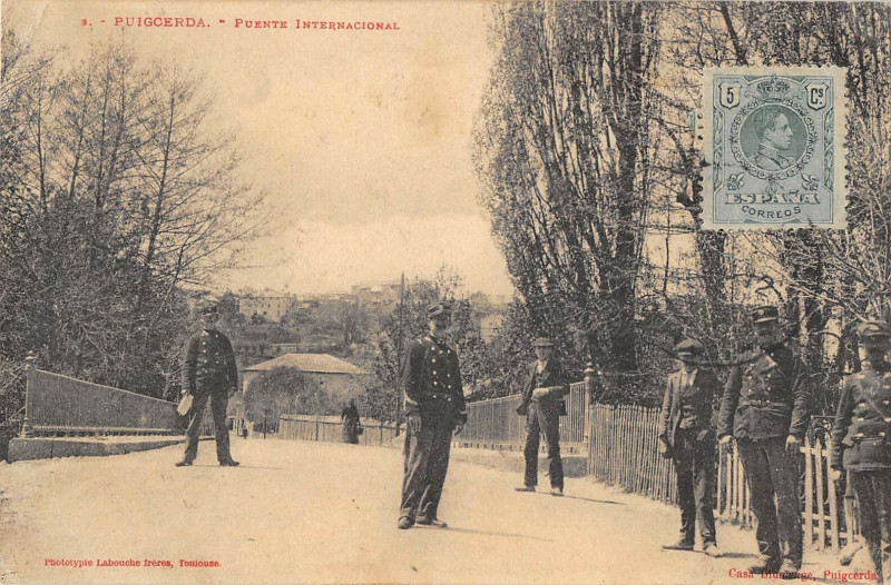 Carte postale ancienne Puigcerda Puente Internacional Douane