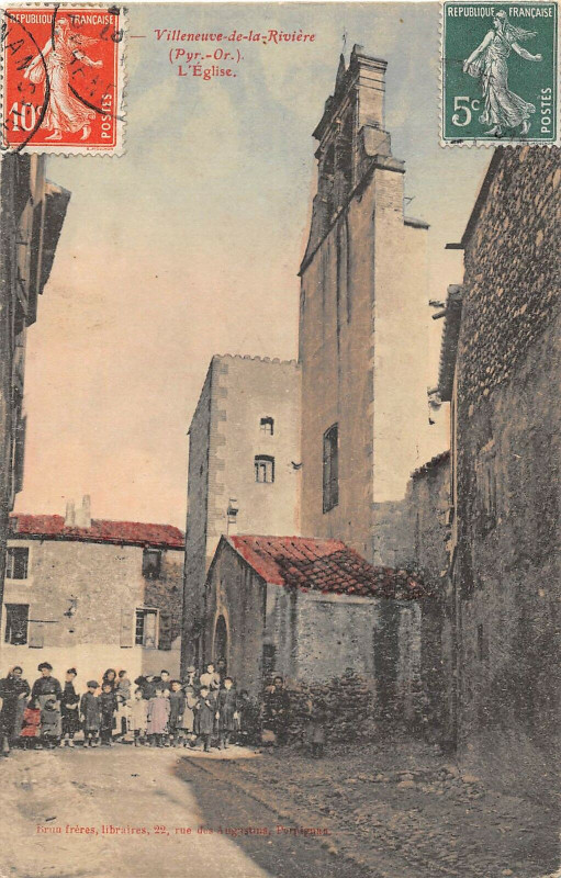 Carte postale ancienne Villeneuve La Riviere L'Eglise (cliché pas courant à Ur