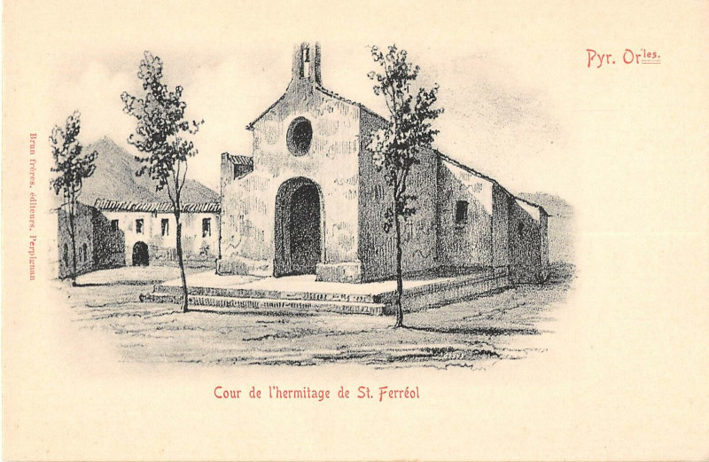 Carte postale ancienne Cour De L'Ermitage De Saint Ferreol  (dos non divisé) à Err
