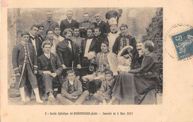 Carte postale ancienne Cercle Catholique De Marcorignan Souvenir Du 5 Mars 1911 à Marcorignan