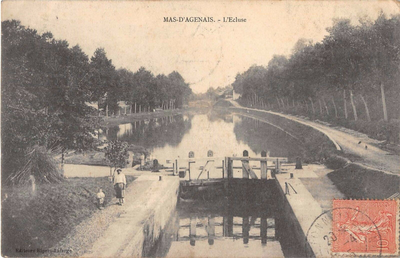 Carte postale ancienne Mas D'Agenais L'Ecluse à Agen
