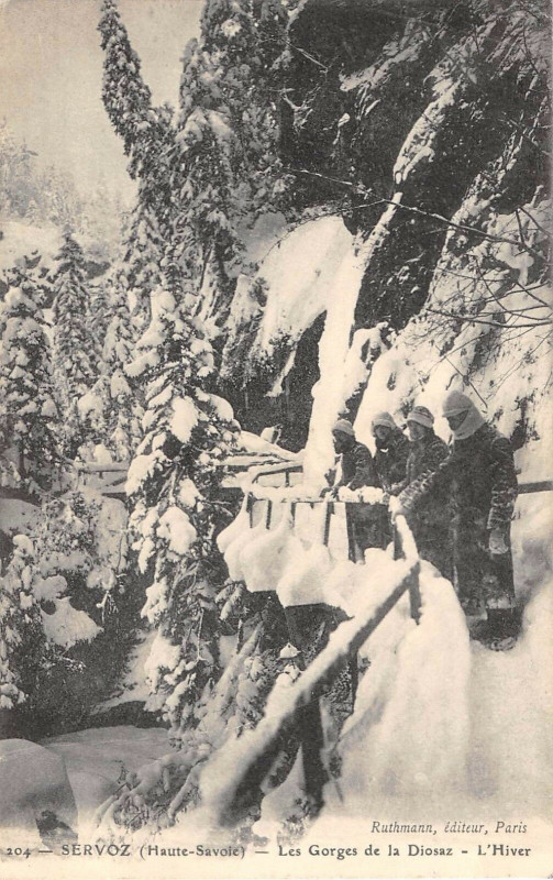Carte postale ancienne Servoz Les Gorges De La Diosaz L'Hiver à Servoz