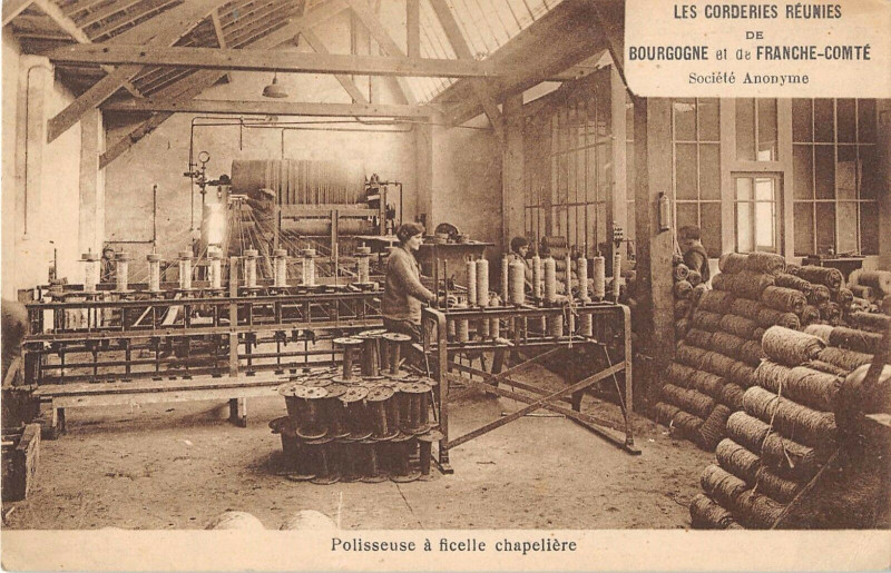 Carte postale ancienne Dijon Les Corderies Reunies Polisseuse A Ficelle Chapeliere à Dijon