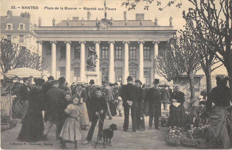 Carte postale ancienne Nantes Place De La Bourse Marche Aux Fleurs à Nantes