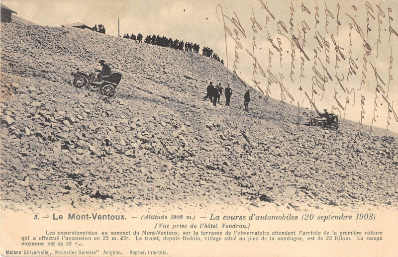 Carte postale ancienne Le Mont Ventoux La Course D'Automobiles 1903
