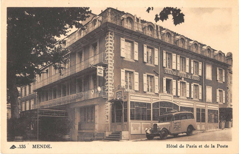 Carte postale ancienne Mende Hotel De Paris Et De La Poste à Mende