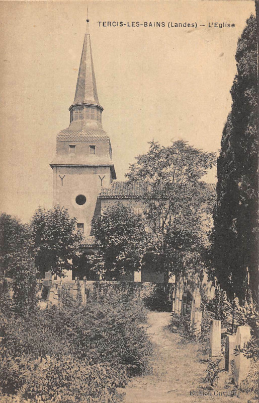 Carte postale ancienne Tercis Les Bains Eglise à Tercis-les-Bains