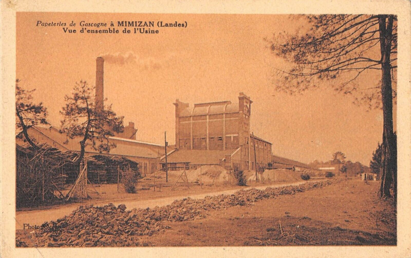 Carte postale ancienne Papeteries De Gascogne A Mimizan Vue Ensemble De L'Usine (cliché rare à Mimizan